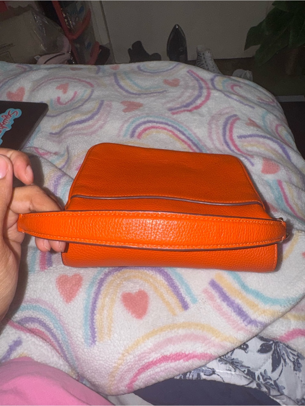 Coach Orange Pebbled Leather Crossbody with Gold Hardware - Picture 6 of 11